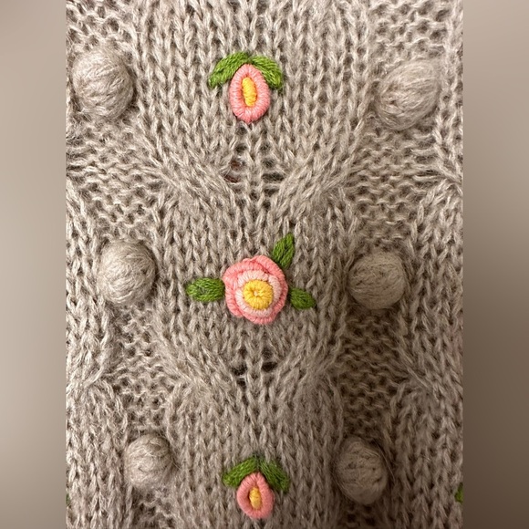 Moda International Pom Pom Sweater with Knit Rosettes - Picture 3 of 4